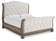 Ardenfield Light Brown King Sleigh Bed, Dresser, Mirror and Nightstand from Ashley - Lara Furniture