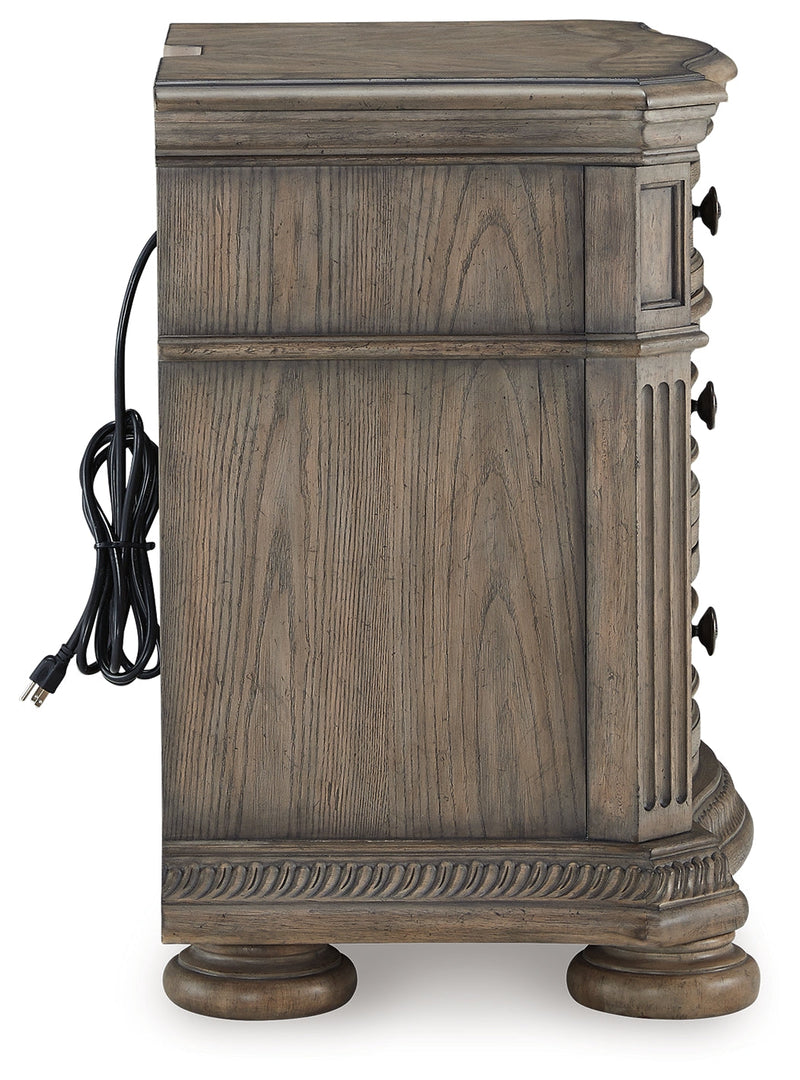 Ardenfield Light Brown King Sleigh Bed, Dresser, Mirror and Nightstand from Ashley - Lara Furniture