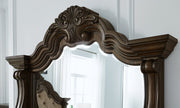 Maylee Dark Brown Queen Upholstered Bed with Mirrored Dresser from Ashley - Lara Furniture