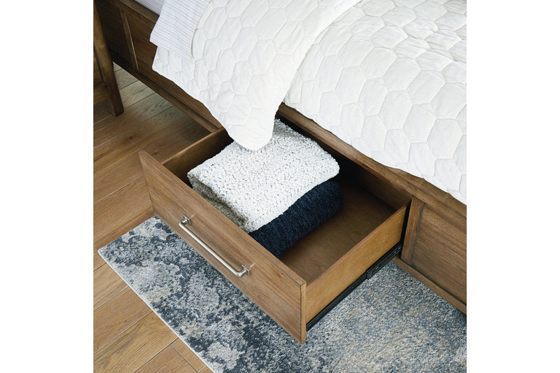 Cabalynn Light Brown California King Panel Bed with Storage from Ashley - Lara Furniture