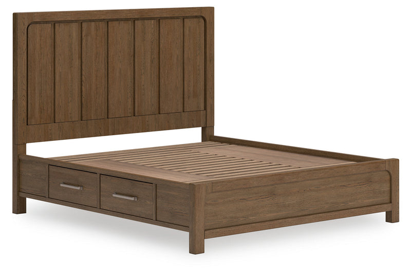 Cabalynn Light Brown California King Panel Bed with Storage from Ashley - Lara Furniture