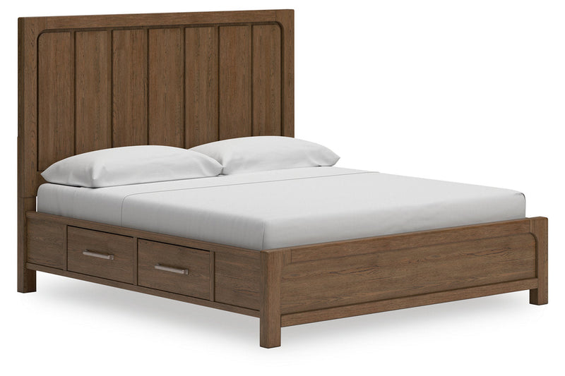 Cabalynn Light Brown California King Panel Bed with Storage from Ashley - Lara Furniture