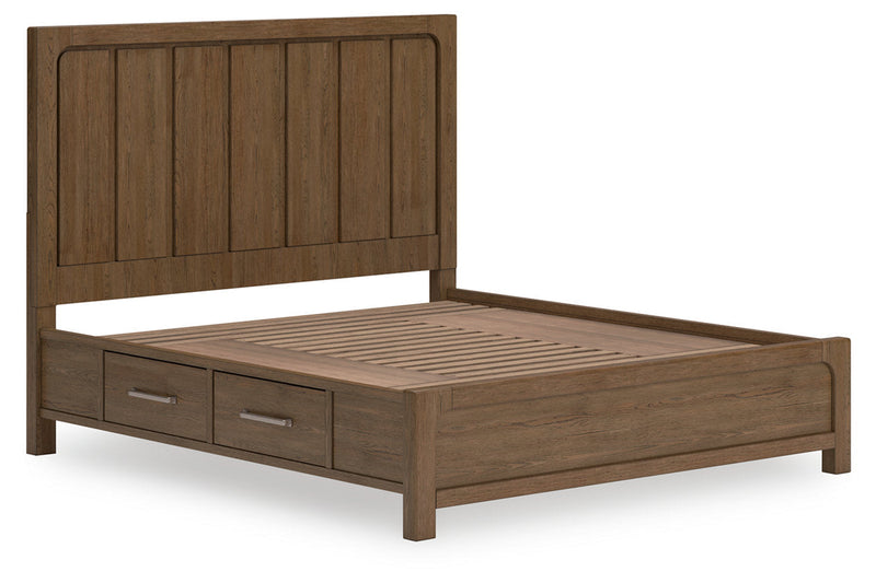 Cabalynn Light Brown King Panel Bed with Storage from Ashley - Lara Furniture