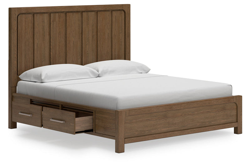 Cabalynn Light Brown King Panel Bed with Storage from Ashley - Lara Furniture
