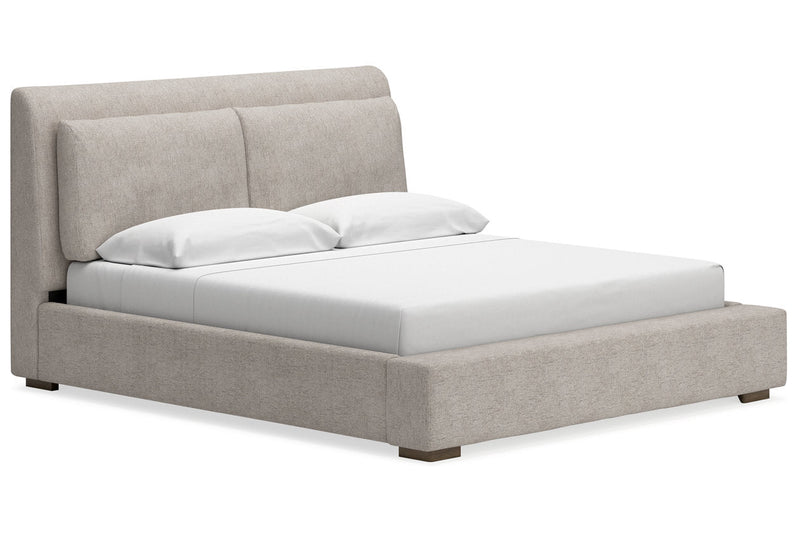 Cabalynn Light Brown California King Upholstered Bed from Ashley - Lara Furniture