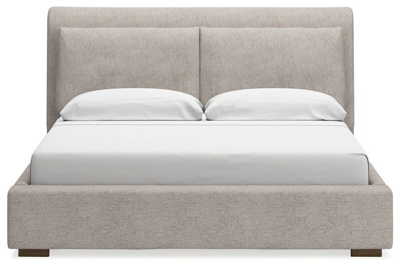 Cabalynn Light Brown King Upholstered Platform Bed from Ashley - Lara Furniture
