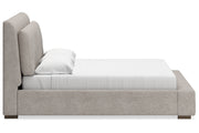 Cabalynn Light Brown King Upholstered Platform Bed from Ashley - Lara Furniture