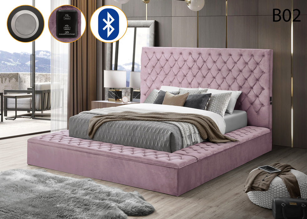 Bliss Pink Queen Square Bed