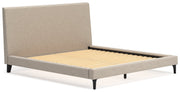 Cielden Soft Gray/Tan Upholstered Platform Bedroom Set from Ashley - Lara Furniture