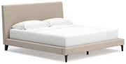 Cielden Soft Gray/Tan Upholstered Platform Bedroom Set from Ashley - Lara Furniture