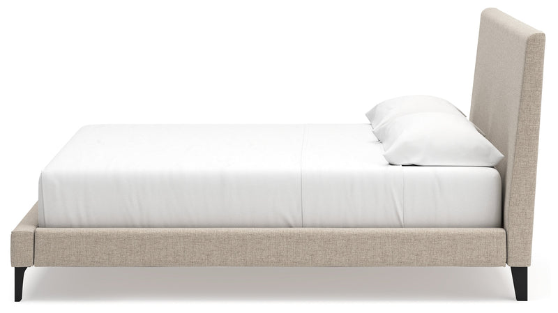 Cielden Soft Gray/Tan Upholstered Platform Bedroom Set from Ashley - Lara Furniture