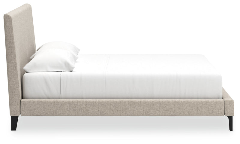 Cielden Soft Gray/Tan Upholstered Platform Bedroom Set from Ashley - Lara Furniture