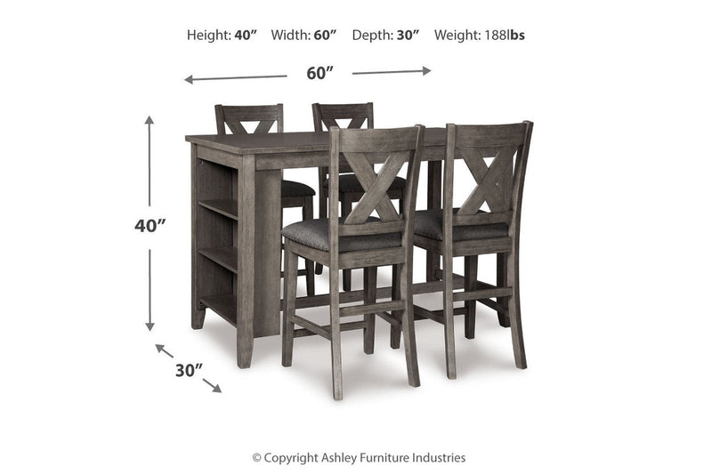 Caitbrook Gray Counter Height Dining Table and 4 Barstools -  Ashley - Lara Furniture