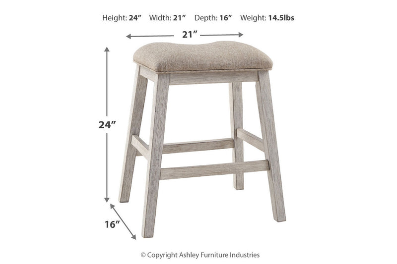 Skempton White/Light Brown Counter Height Dining Table and 4 Barstools -  Ashley - Lara Furniture