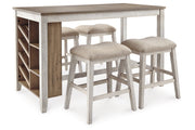 Skempton White/Light Brown Counter Height Dining Table and 4 Barstools -  Ashley - Lara Furniture