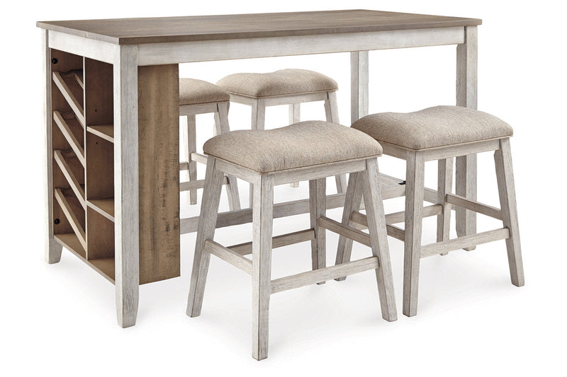 Skempton White/Light Brown Counter Height Dining Table and 4 Barstools -  Ashley - Lara Furniture