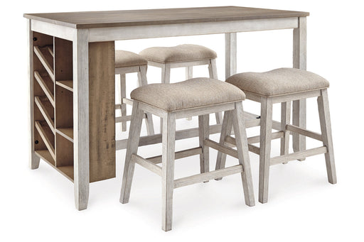 Skempton White/Light Brown Counter Height Dining Table and 4 Barstools -  Ashley - Lara Furniture
