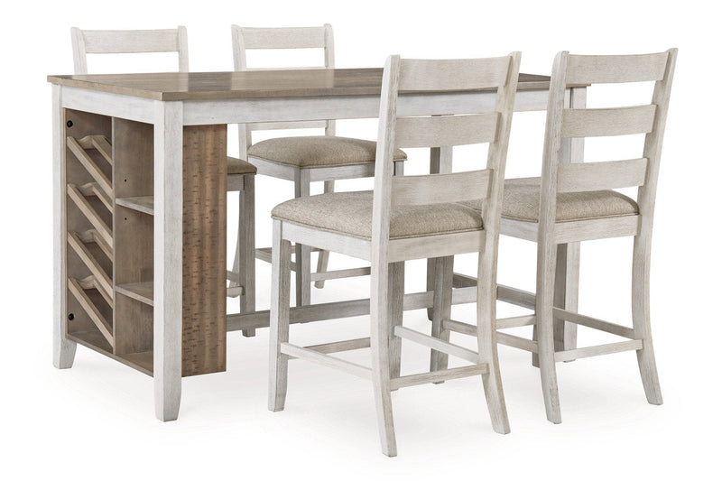 Skempton White/Light Brown Counter Height Dining Table and 4 Barstools -  Ashley - Lara Furniture