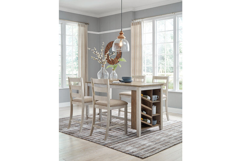 Skempton White/Light Brown Counter Height Dining Table and 4 Barstools -  Ashley - Lara Furniture