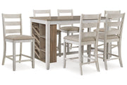 Skempton Two-tone Counter Height Dining Table and 6 Barstools -  Ashley - Lara Furniture