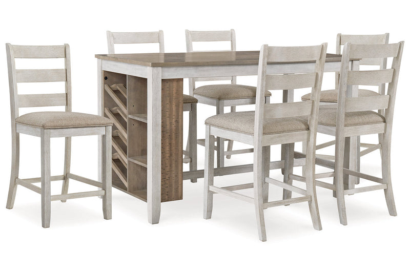 Skempton Two-tone Counter Height Dining Table and 6 Barstools -  Ashley - Lara Furniture