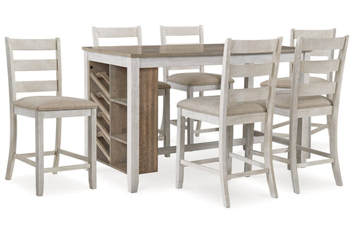 Skempton Two-tone Counter Height Dining Table and 6 Barstools -  Ashley - Lara Furniture