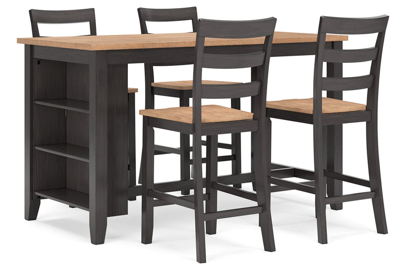 Gesthaven Natural/Brown Counter Height Dining Table and 4 Barstools -  Ashley - Lara Furniture
