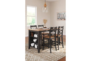 Gesthaven Natural/Brown Counter Height Dining Table and 4 Barstools -  Ashley - Lara Furniture