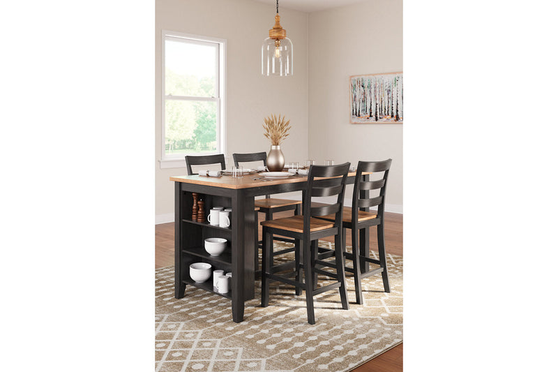 Gesthaven Natural/Brown Counter Height Dining Table and 4 Barstools -  Ashley - Lara Furniture