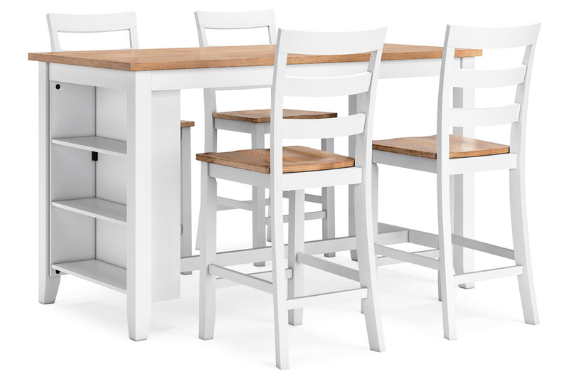 Gesthaven Natural/White Counter Height Dining Table and 4 Barstools -  Ashley - Lara Furniture