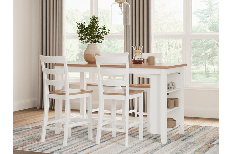 Gesthaven Natural/White Counter Height Dining Table and 4 Barstools -  Ashley - Lara Furniture
