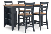 Gesthaven Natural/Blue Counter Height Dining Table and 4 Barstools -  Ashley - Lara Furniture