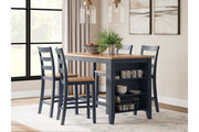 Gesthaven Natural/Blue Counter Height Dining Table and 4 Barstools -  Ashley - Lara Furniture