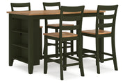 Gesthaven Natural/Green Counter Height Dining Table and 4 Barstools -  Ashley - Lara Furniture