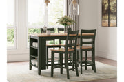Gesthaven Natural/Green Counter Height Dining Table and 4 Barstools -  Ashley - Lara Furniture