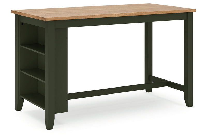 Gesthaven Natural/Green Counter Height Dining Table and 4 Barstools -  Ashley - Lara Furniture