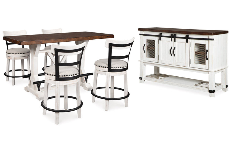 Valebeck Multi Counter Height Dining Table, 4 Barstools and Server -  Ashley - Lara Furniture