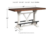 Valebeck White Counter Height Dining Table and 2 Barstools -  Ashley - Lara Furniture
