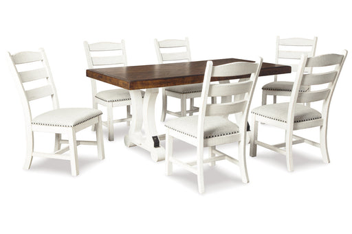 Valebeck Beige/White Dining Table and 6 Chairs -  Ashley - Lara Furniture