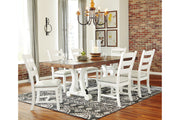 Valebeck Beige/White Dining Table and 6 Chairs -  Ashley - Lara Furniture