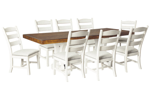 Valebeck Beige/White Dining Table and 8 Chairs -  Ashley - Lara Furniture