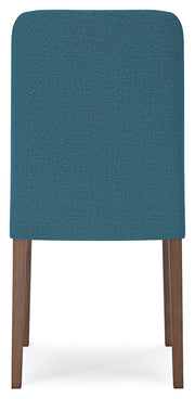 Lyncott Brown Round Dining Table and 4 Blue/Brown Chairs from Ashley - Lara Furniture