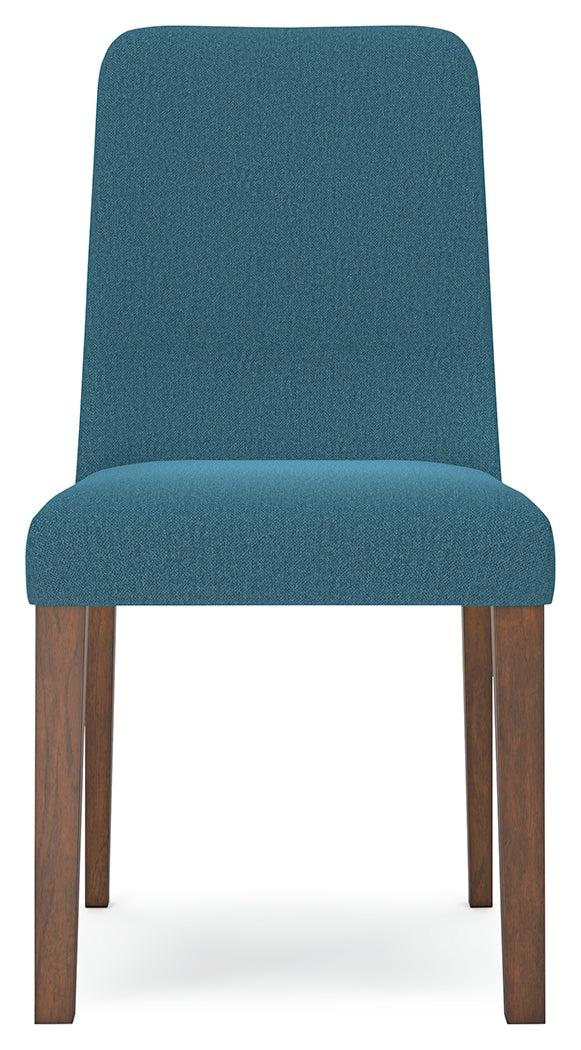 Lyncott Brown Round Dining Table and 4 Blue/Brown Chairs from Ashley - Lara Furniture