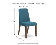 Lyncott Brown Round Dining Table and 4 Blue/Brown Chairs from Ashley - Lara Furniture