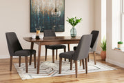 Lyncott Extension Dining Table and 4 Charcoal/Brown Chairs from Ashley - Lara Furniture