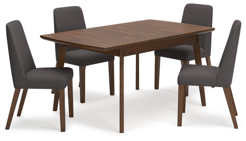 Lyncott Extension Dining Table and 4 Charcoal/Brown Chairs from Ashley - Lara Furniture