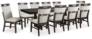 Neymorton Dining Table and 10 Chairs in Dark Grayish Brown from Ashley - Lara Furniture