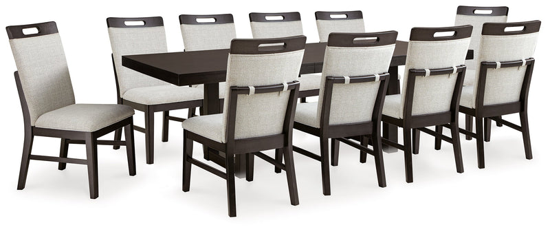Neymorton Dining Table and 10 Chairs in Dark Grayish Brown from Ashley - Lara Furniture