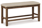 Moriville Beige Counter Height Dining Table and 2 Barstools and Bench -  Ashley - Lara Furniture
