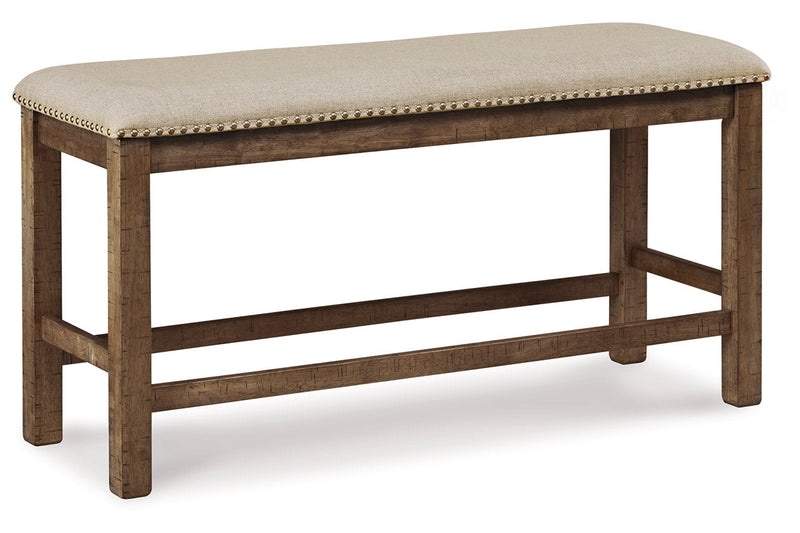 Moriville Beige Counter Height Dining Table and 2 Barstools and Bench -  Ashley - Lara Furniture